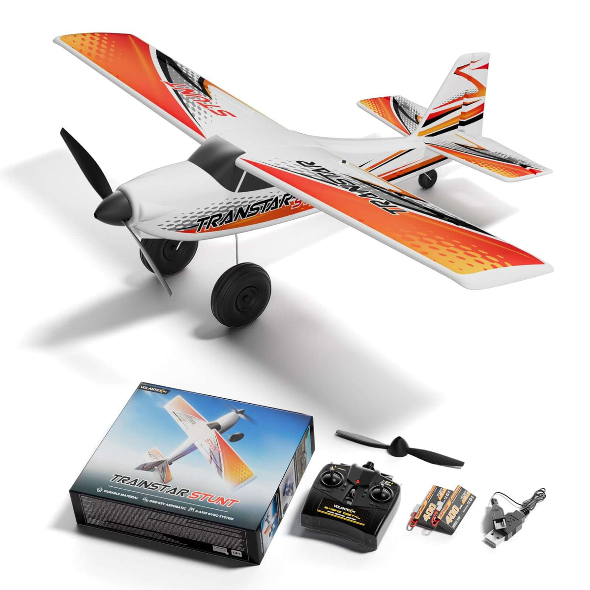 VolantexRC Trainstar 500mm Brushless RC Plane 2S/3S Power RTF – Green/Orange
