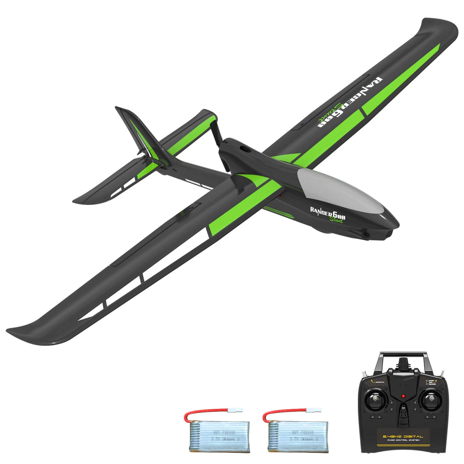 Ranger 600 RC Airplane - 4-Channel, 40 Min Flight, Dual Batteries, Beginner Friendly