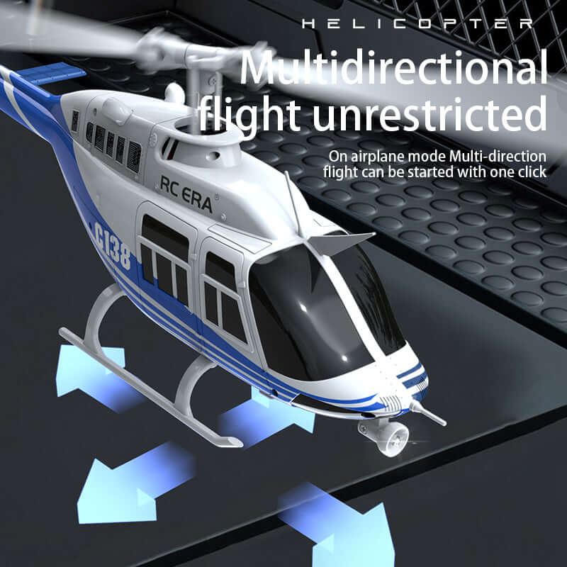 RC ERA C138 6CH RC Helicopter with Gyro, Optical Flow Positioning, Red/Blue