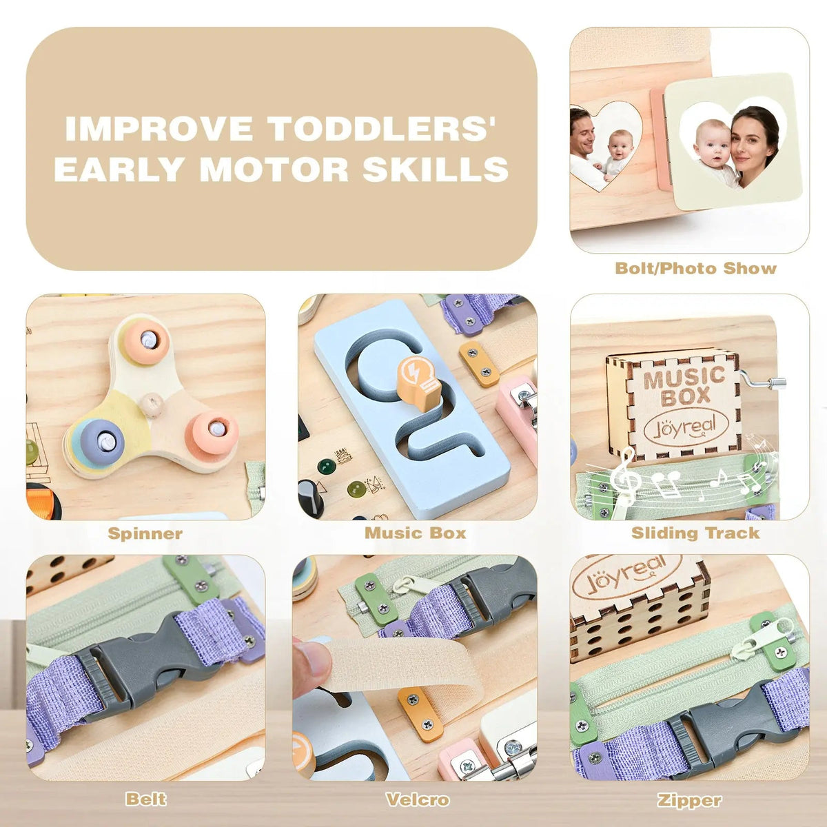 Montessori Busy Board for Early Learning Kids
