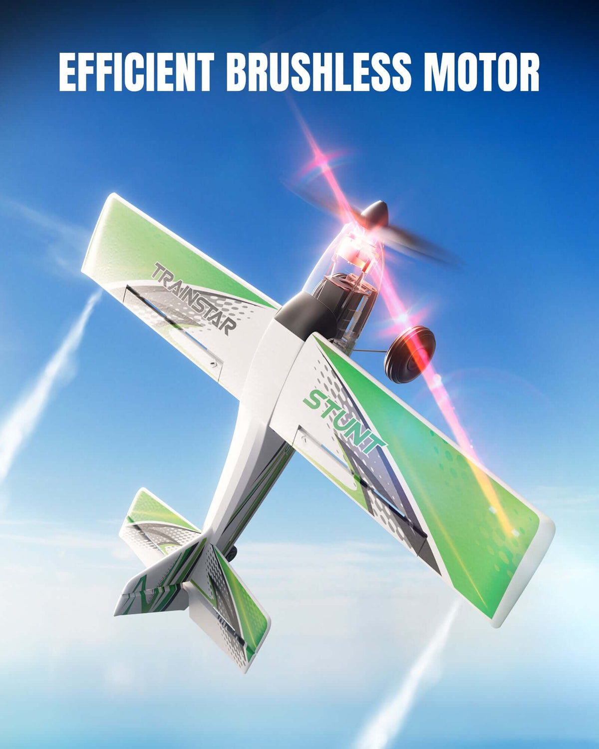 VolantexRC Trainstar 500mm Brushless RC Plane 2S/3S Power RTF – Green/Orange