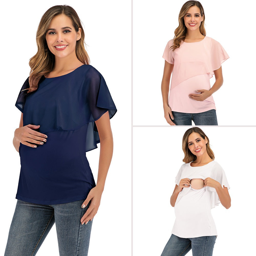 LittleMaylah™ Summer Maternity & Nursing Chiffon Top