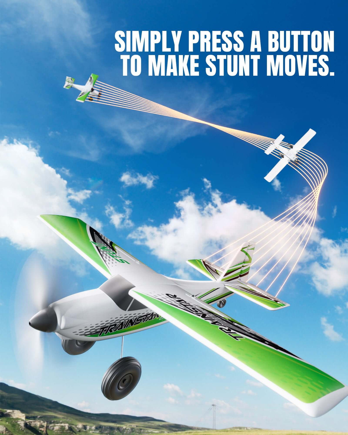 VolantexRC Trainstar 500mm Brushless RC Plane 2S/3S Power RTF – Green/Orange