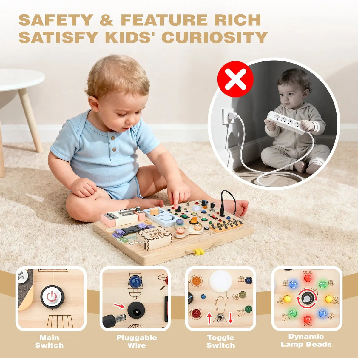 Montessori Busy Board for Early Learning Kids