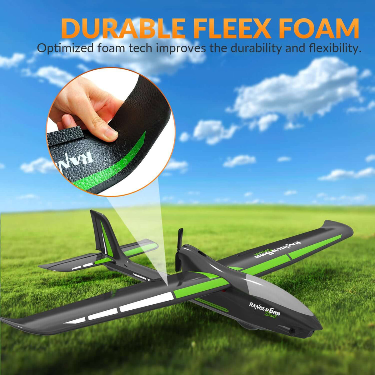 Ranger 600 RC Airplane - 4-Channel, 40 Min Flight, Dual Batteries, Beginner Friendly