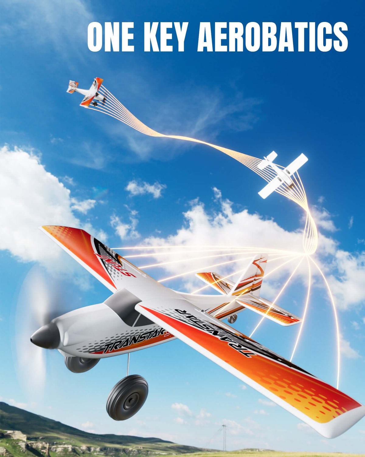 VolantexRC Trainstar 500mm Brushless RC Plane 2S/3S Power RTF – Green/Orange