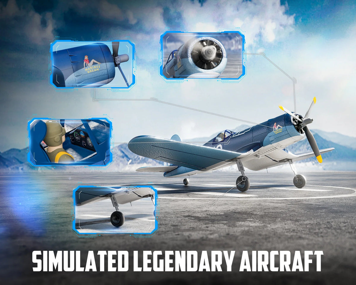Volantex F4U Corsair 500mm Brushless Warbird RC Plane, RTF, 2S/3S Power Support