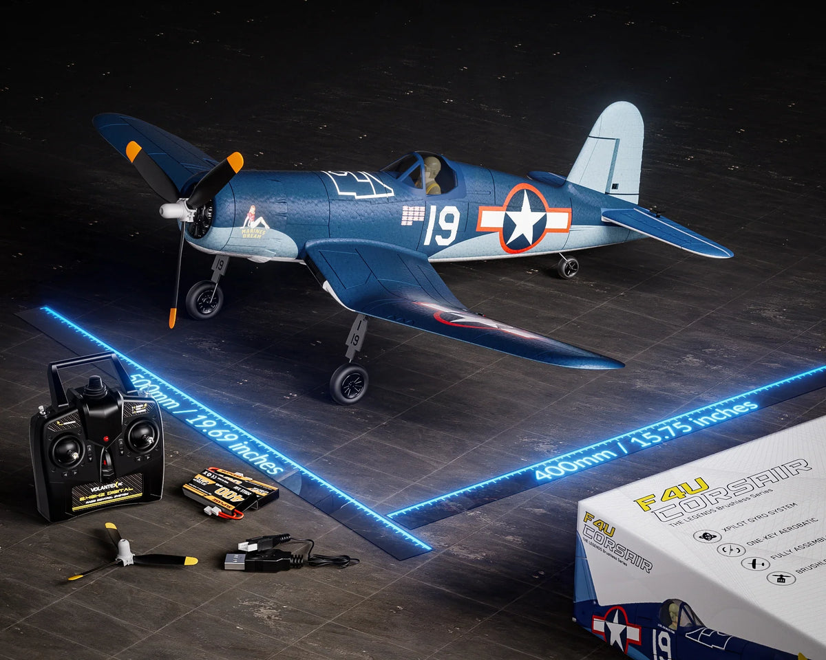 Volantex F4U Corsair 500mm Brushless Warbird RC Plane, RTF, 2S/3S Power Support