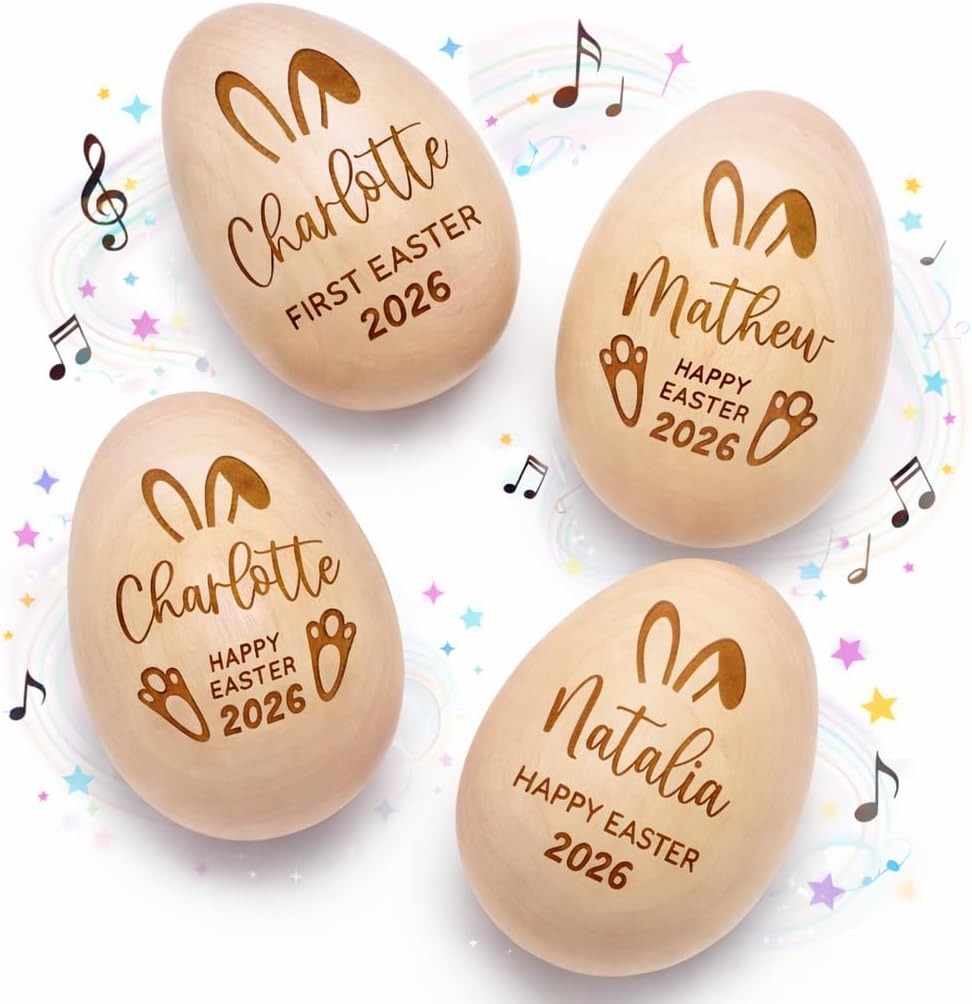 Personalized Wooden Easter Egg - Musical Egg Shaker 2026