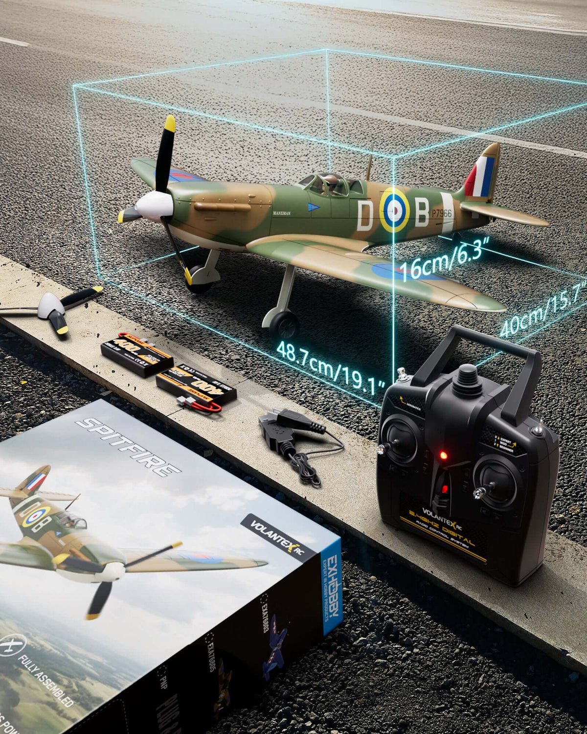 VolantexRC Spitfire 500mm Brushless 4CH Warbird RTF with XPilot Stabilizer