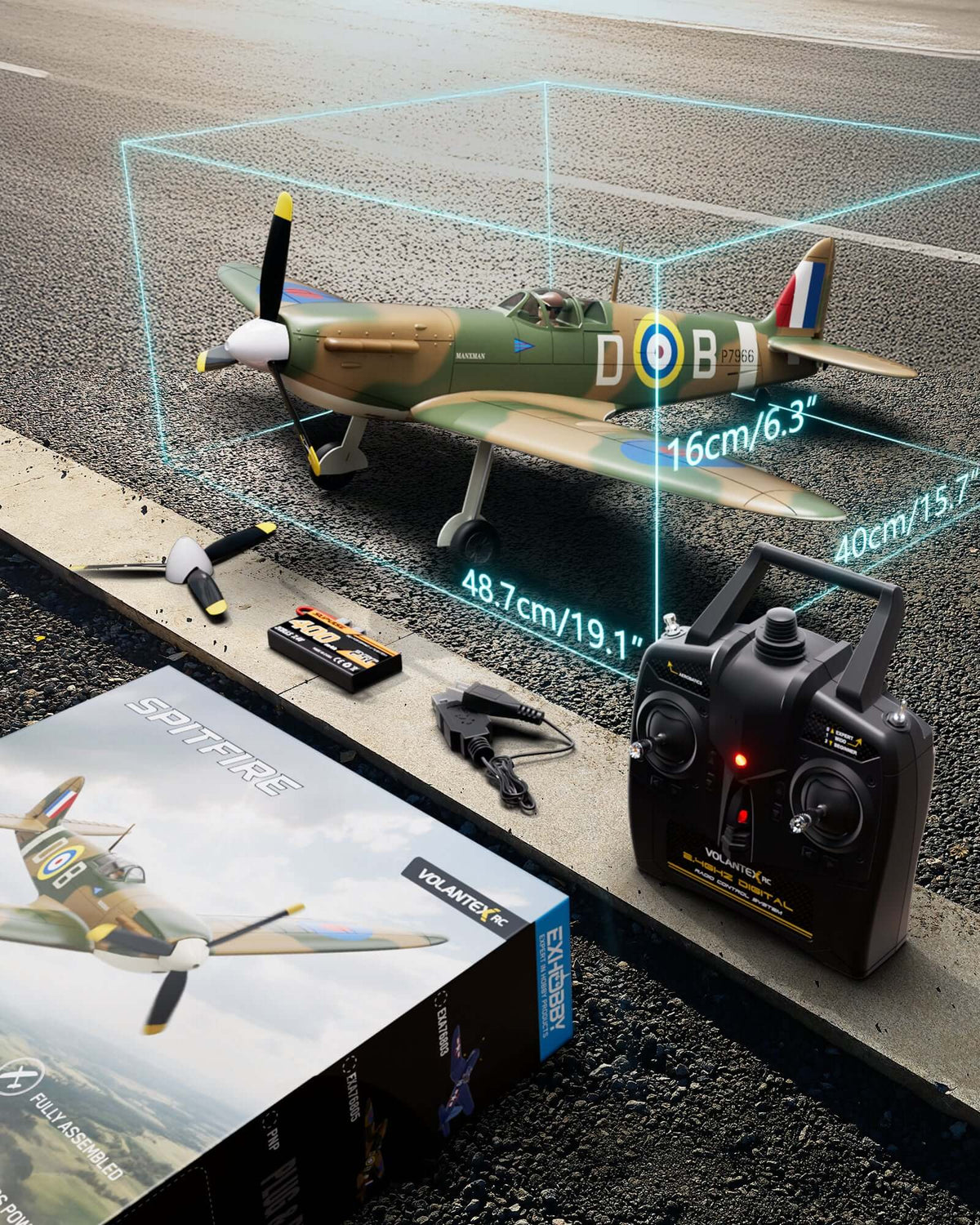 VolantexRC Spitfire 500mm Brushless 4CH Warbird RTF with XPilot Stabilizer