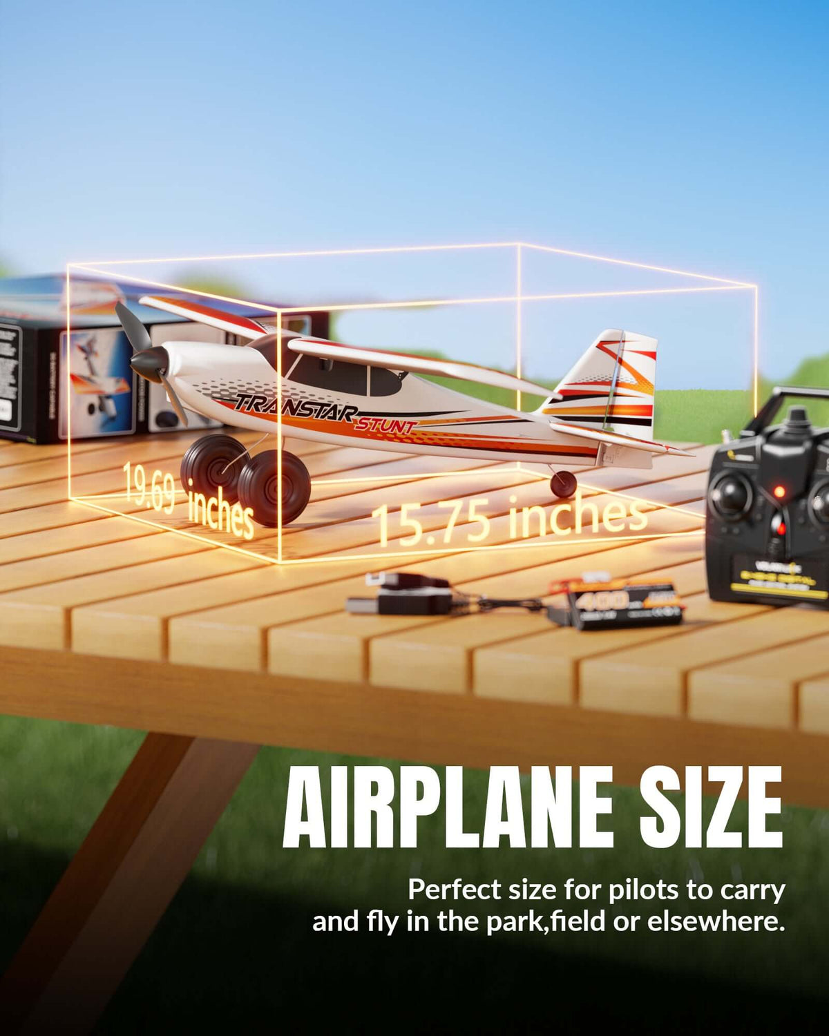 VolantexRC Trainstar 500mm Brushless RC Plane 2S/3S Power RTF – Green/Orange