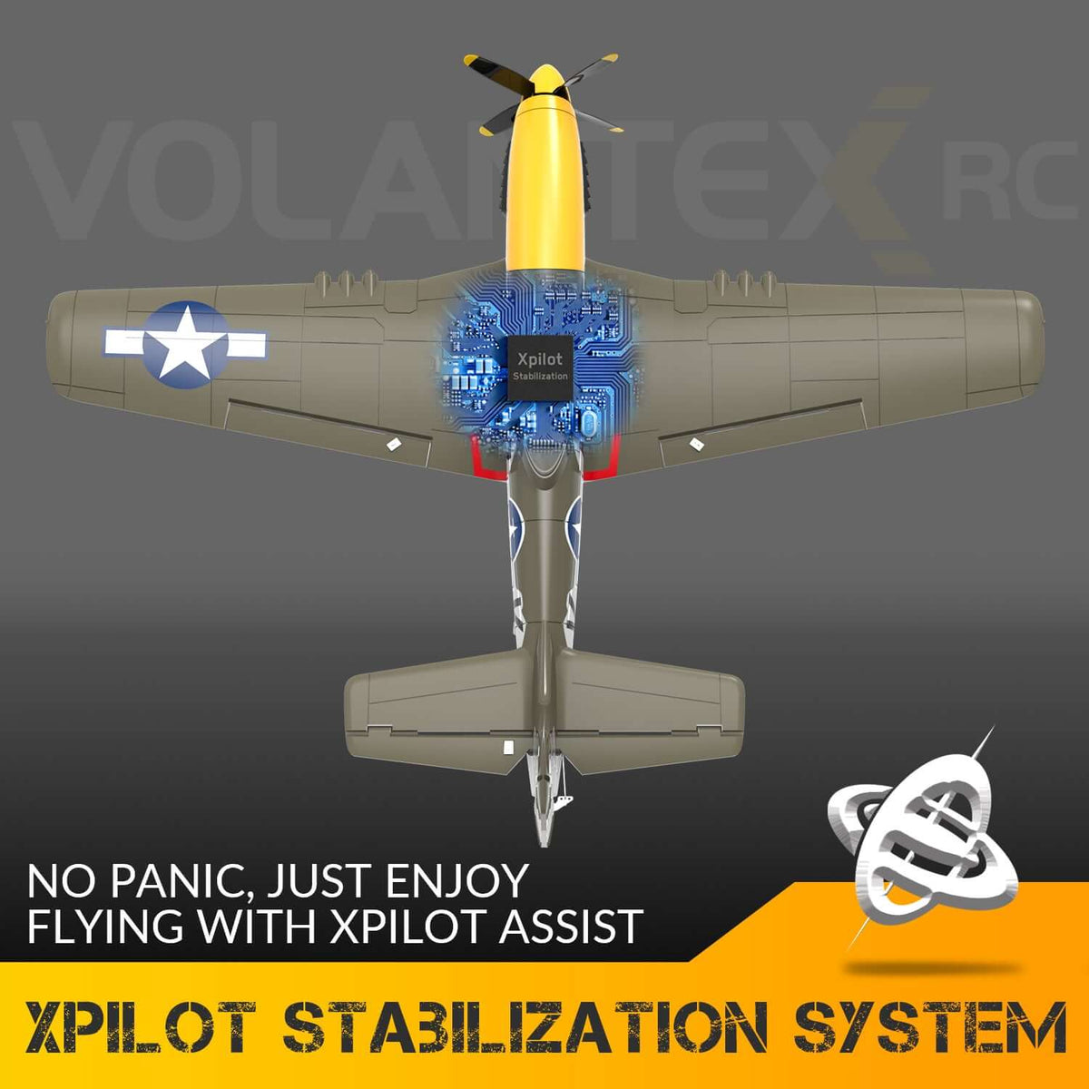 P51D RC Airplane, 4-Channel Brushless Motor, XPilot Stabilizer, 2.4GHz Remote