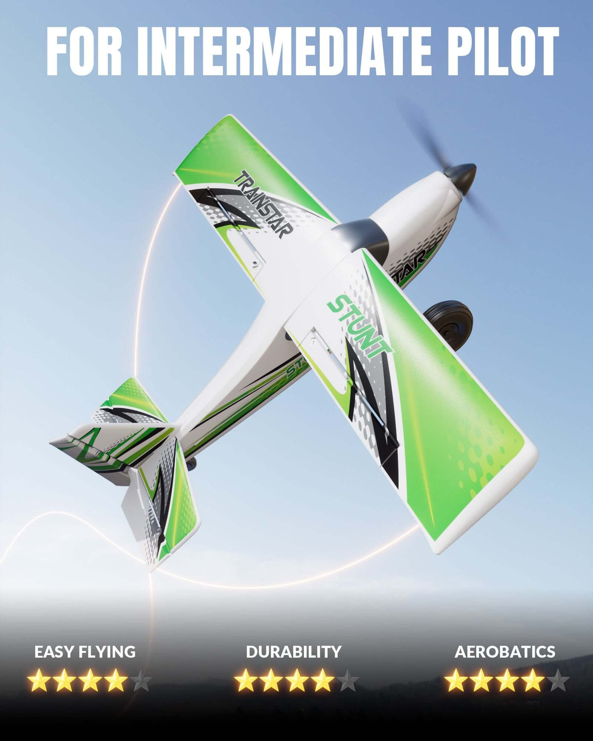 VolantexRC Trainstar 500mm Brushless RC Plane 2S/3S Power RTF – Green/Orange