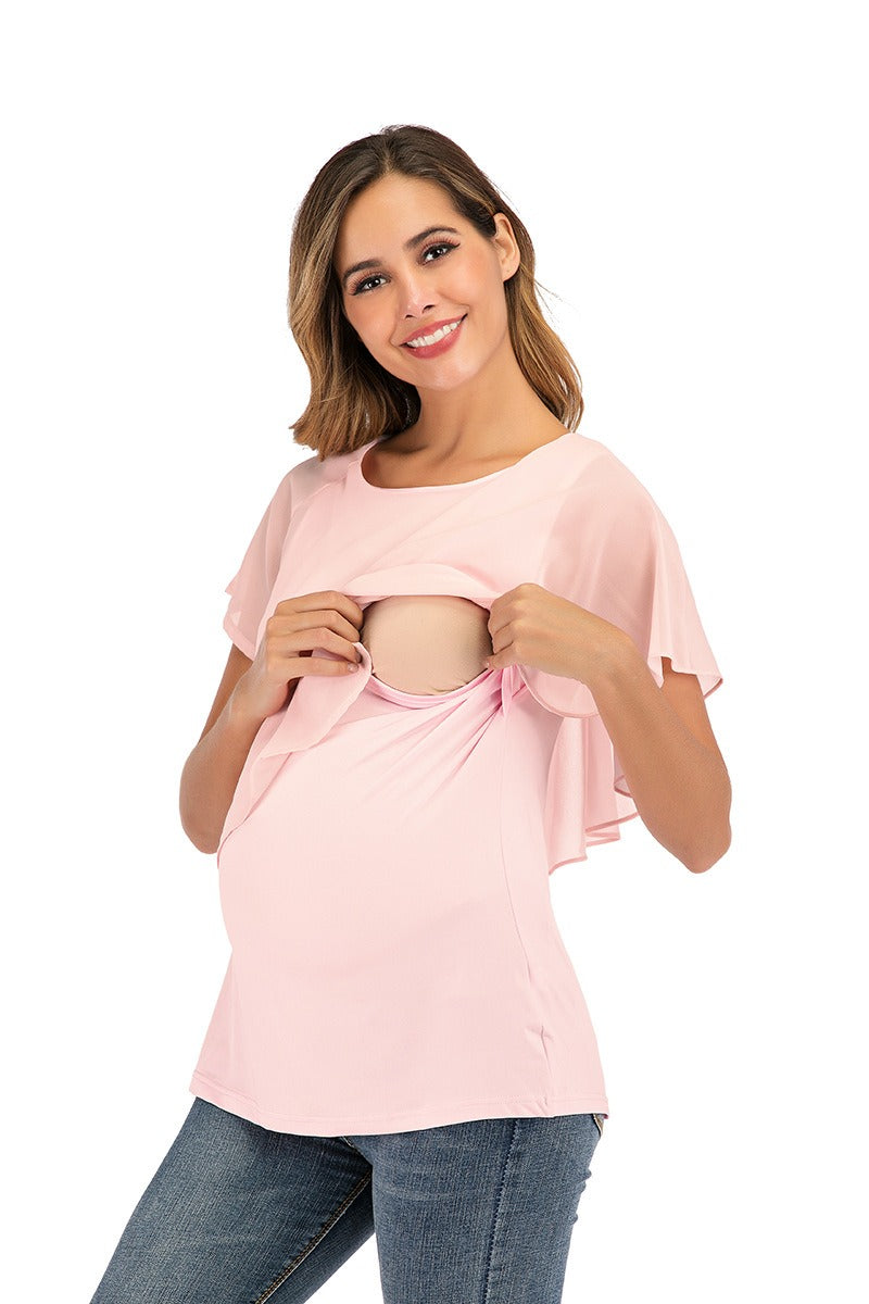 LittleMaylah™ Summer Maternity &amp; Nursing Chiffon Top