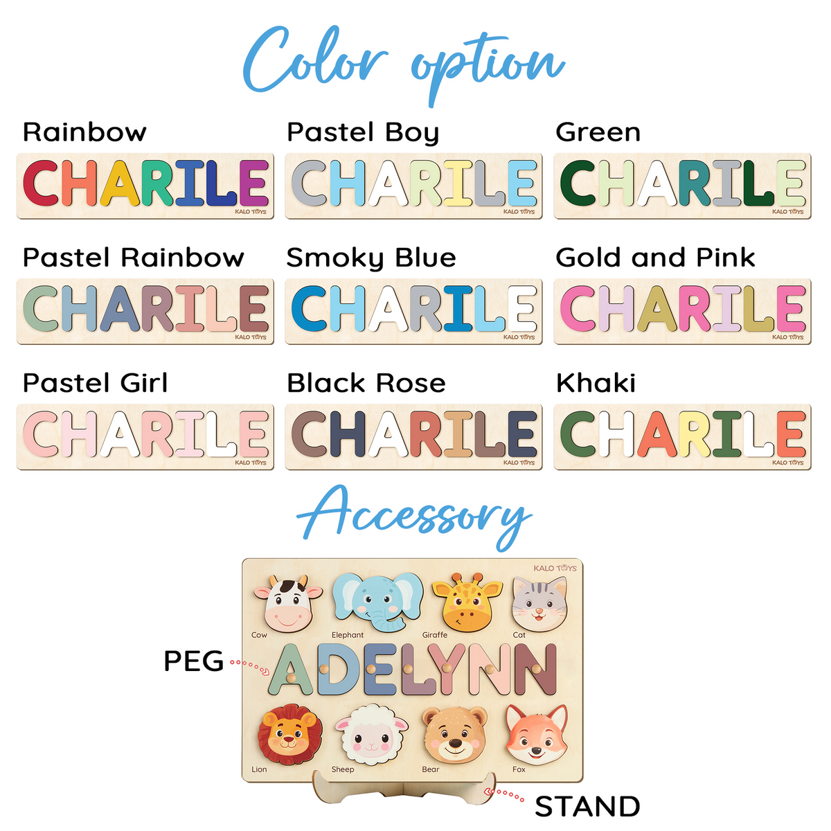 Animal Name Puzzle for Kids, Wooden Toddler Puzzle with Story-Themed Elements, Custom Gifts For 1-3 Year Old, Nursery Decor NP53