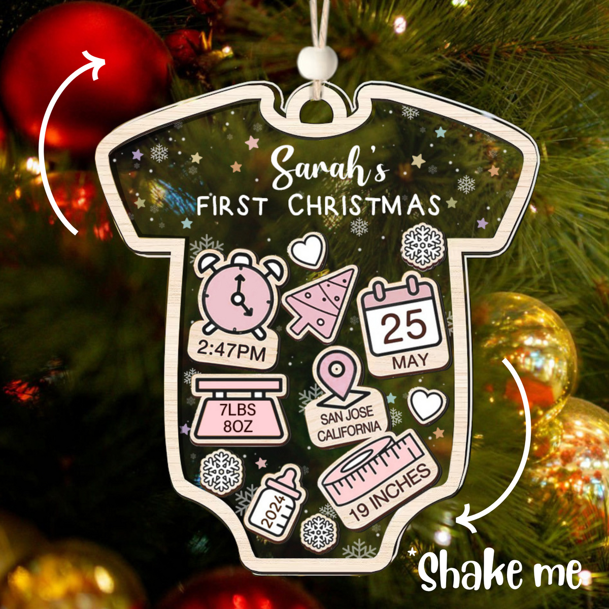 Baby's First Christmas Ornament, Personalized Baby 1st Christmas Ornament CF63