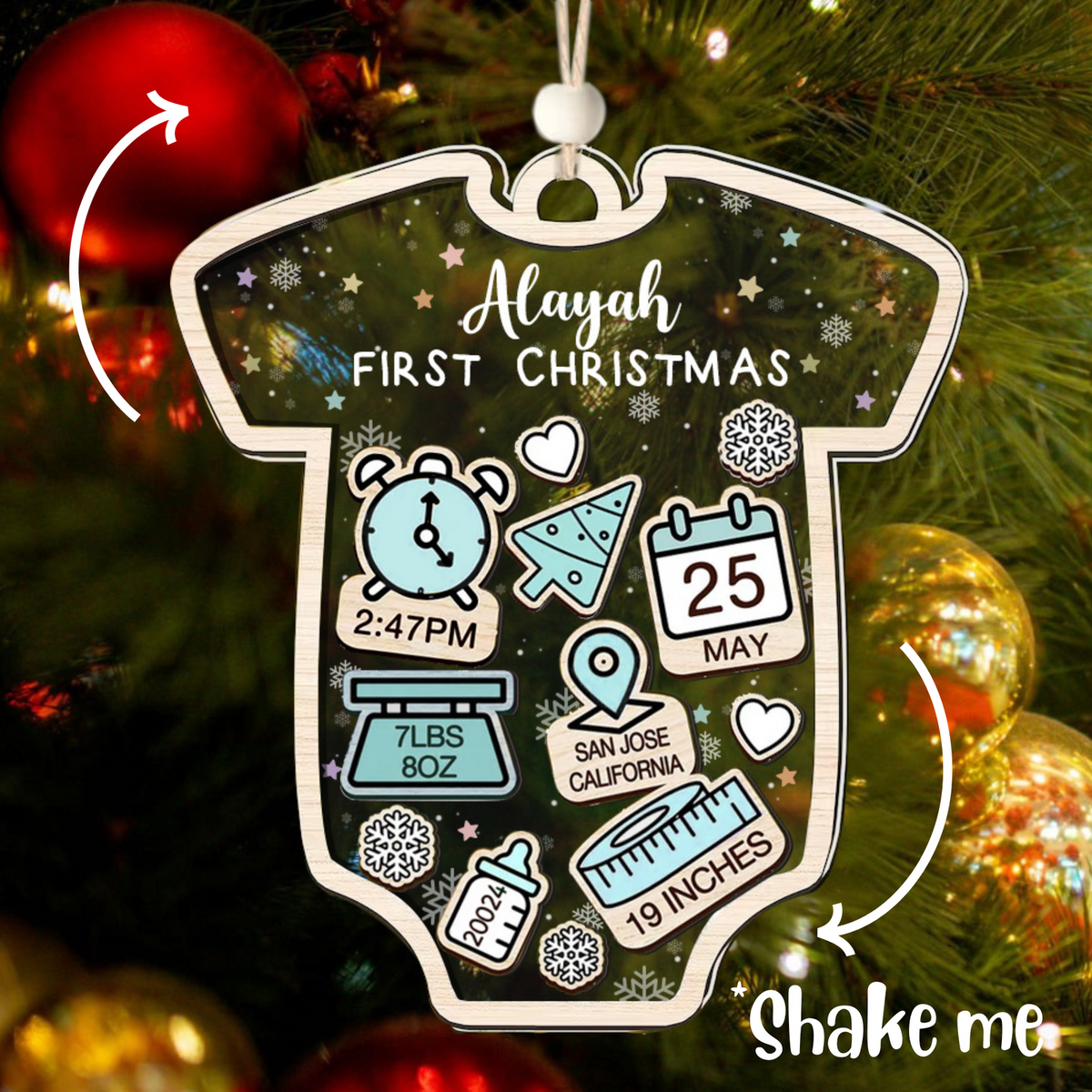 Baby's First Christmas Ornament, Personalized Baby 1st Christmas Ornament CF63