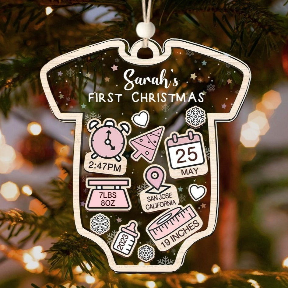 Baby's First Christmas Ornament, Personalized Baby 1st Christmas Ornament CF63