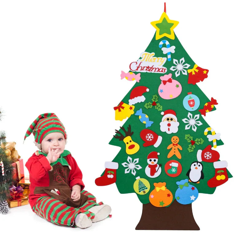 Montessori Felt Christmas Tree With Fairy Lights
