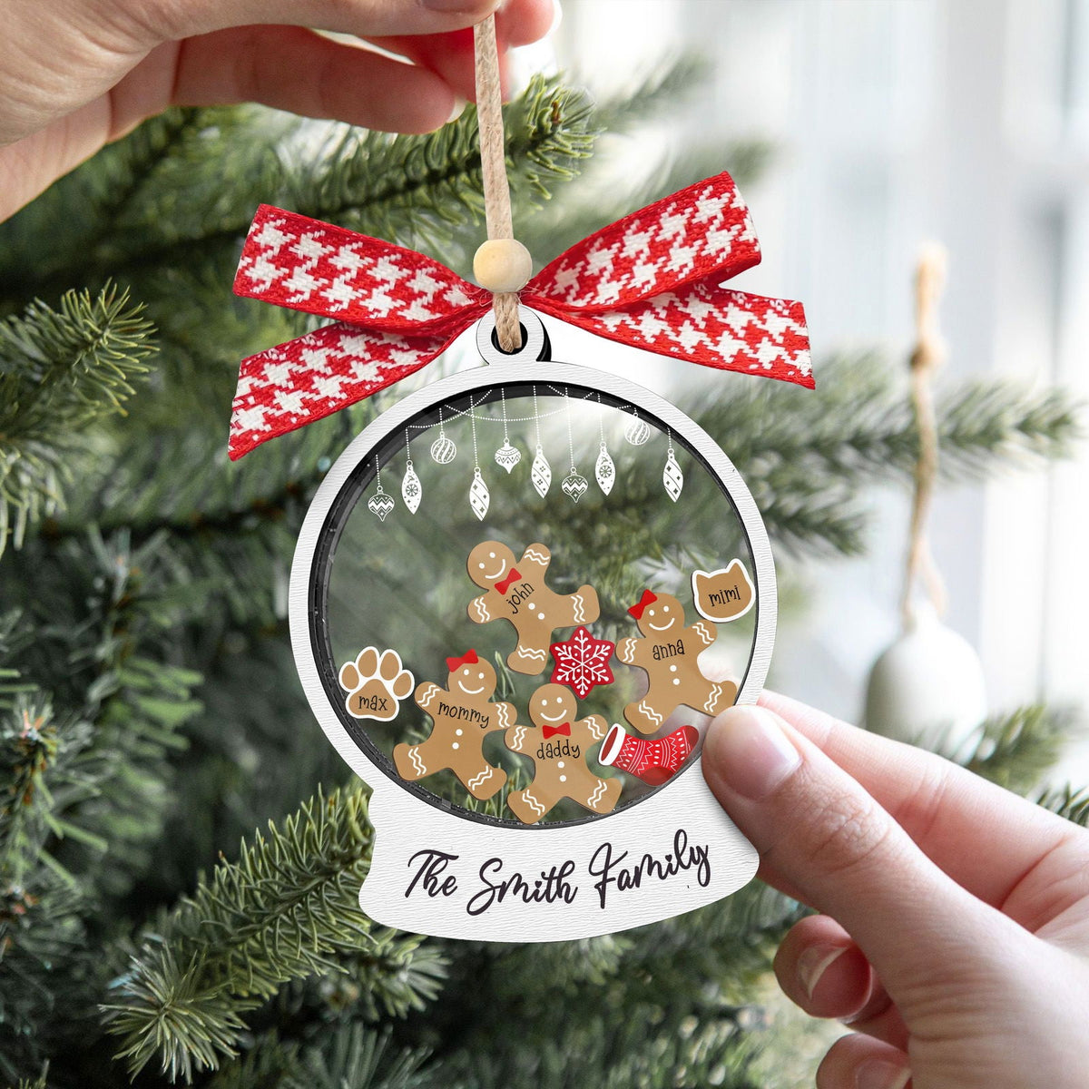 Custom Family Christmas Ornament With Pets, Personalized Gingerbread Family Ornament 2024, CF04