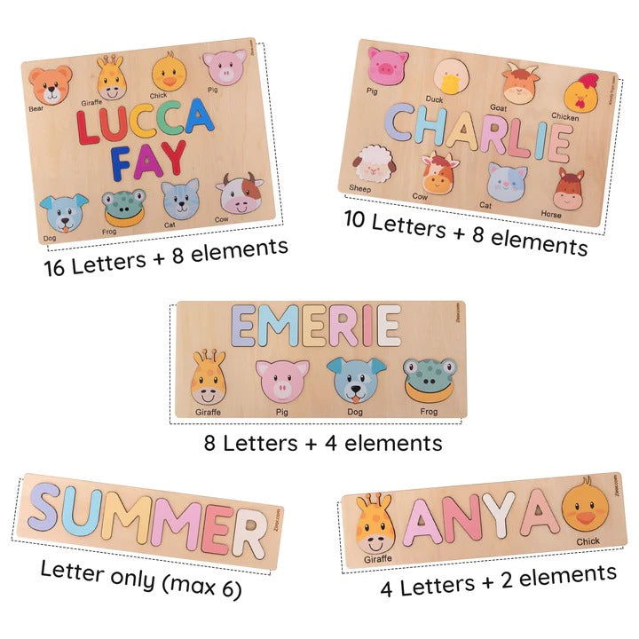Cute Dinosaurs Name Puzzle For Toddlers, Baby Name Wooden Puzzle, Wooden Montessori Toys, 1st Birthday Gifts For Kids, First Christmas Gifts idea NP07
