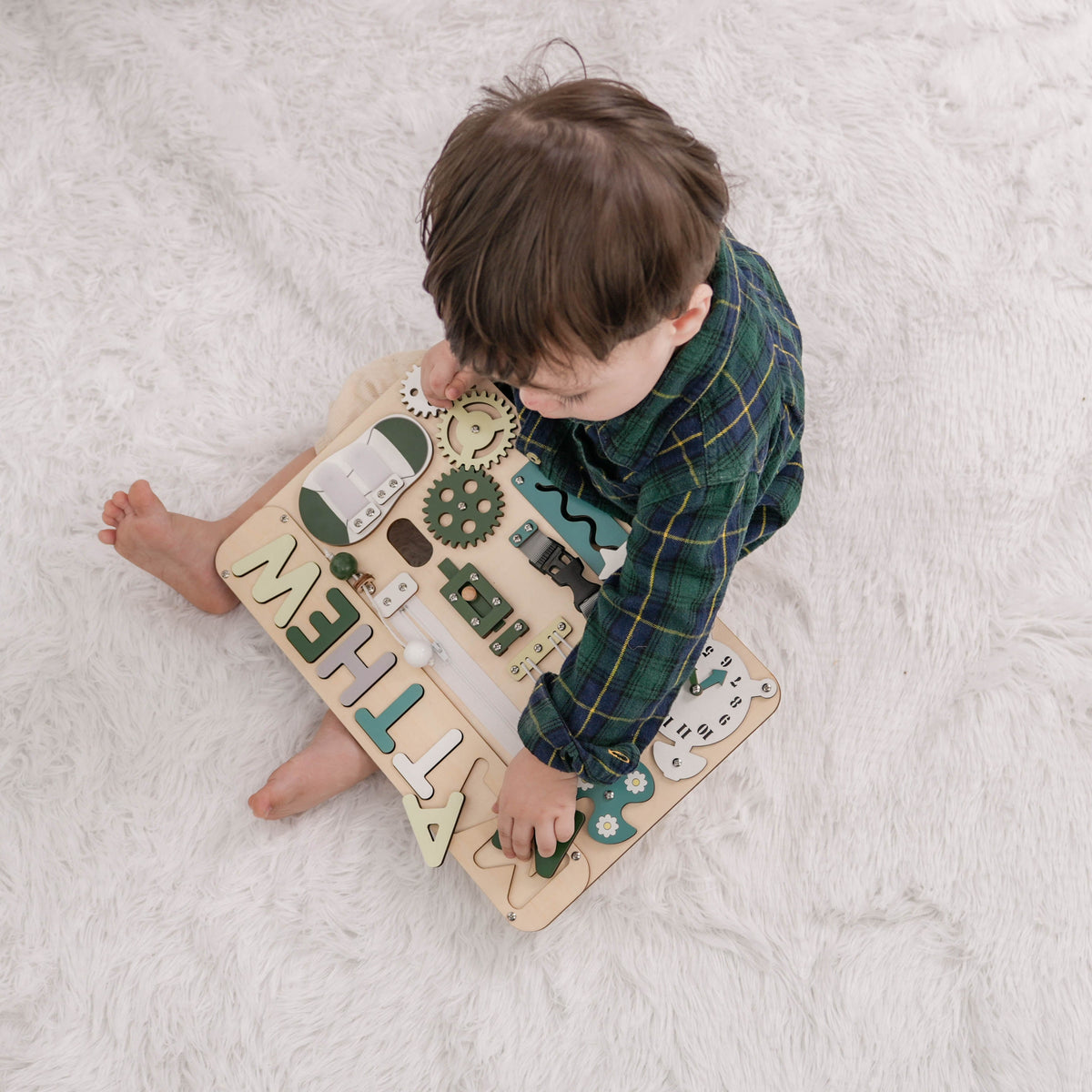 Customized Montessori Busy Board With Baby Name - Wooden Montessori Toys | KindlyToys, BB10