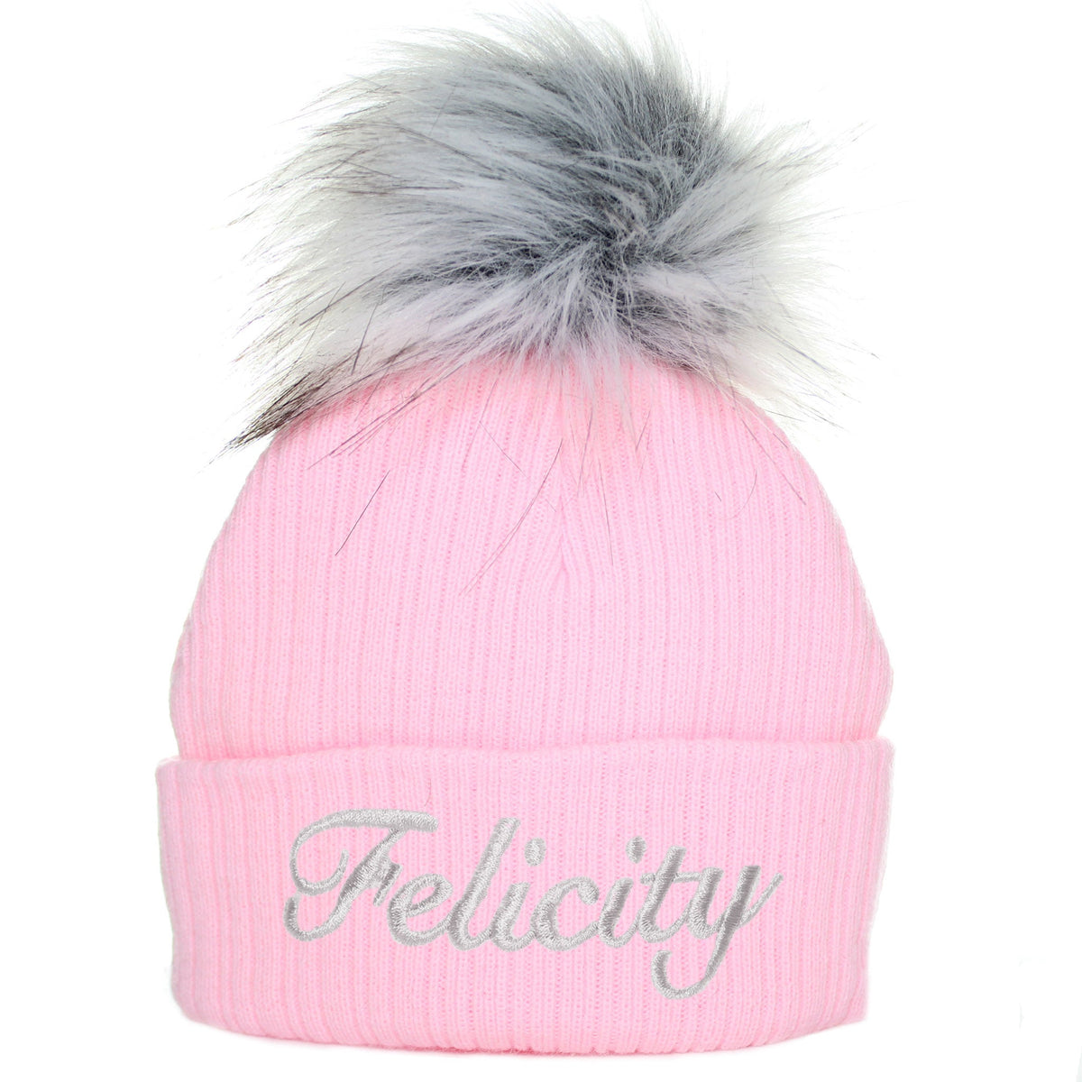 Personalised Baby Hat - Pink Pom Pom Hat