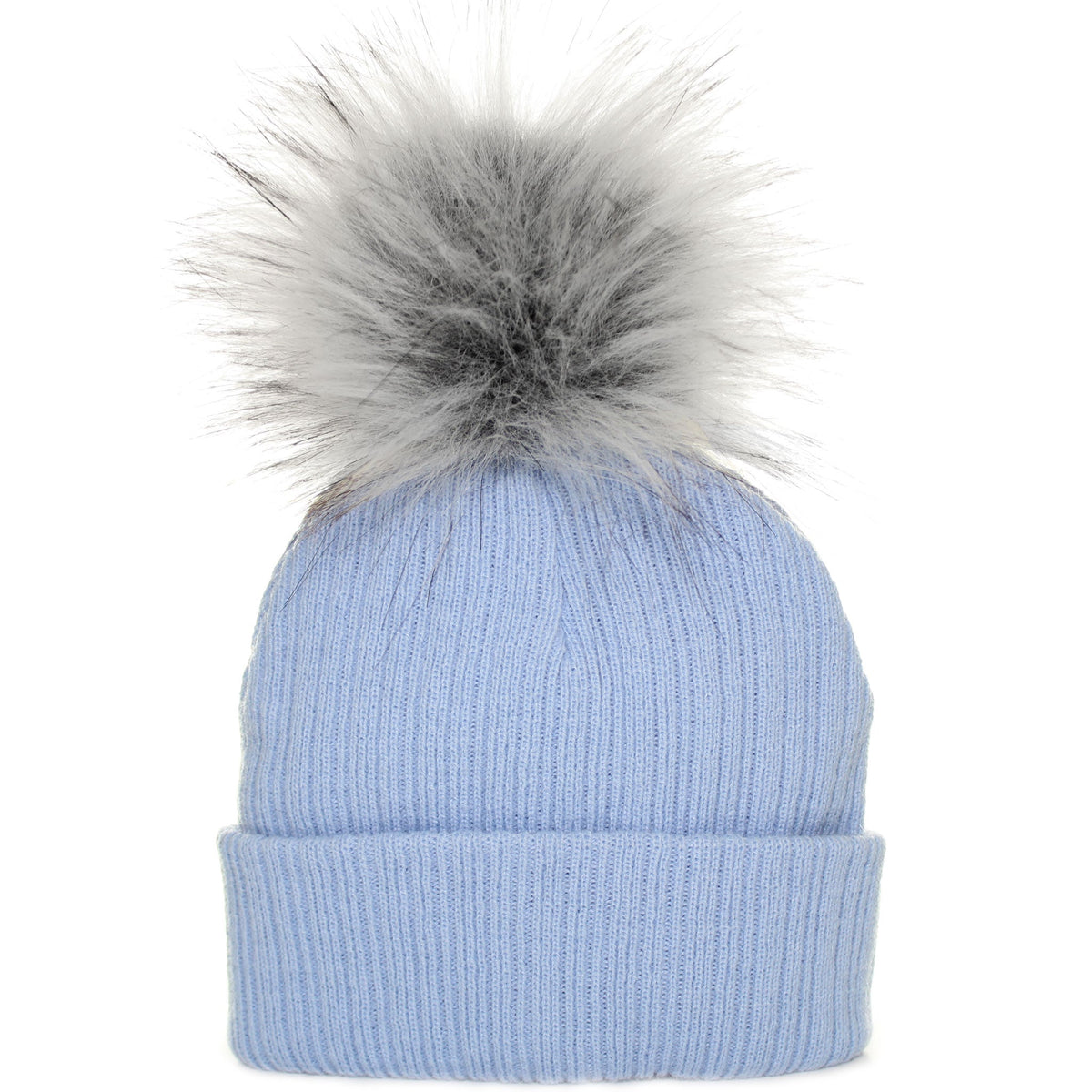 Blue Baby Pom Pom Hat - Newborn to 6 months