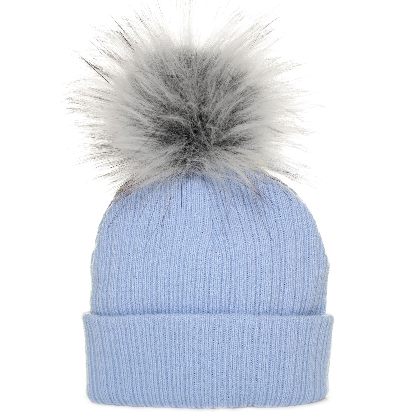 Blue Baby Pom Pom Hat - Newborn to 6 months