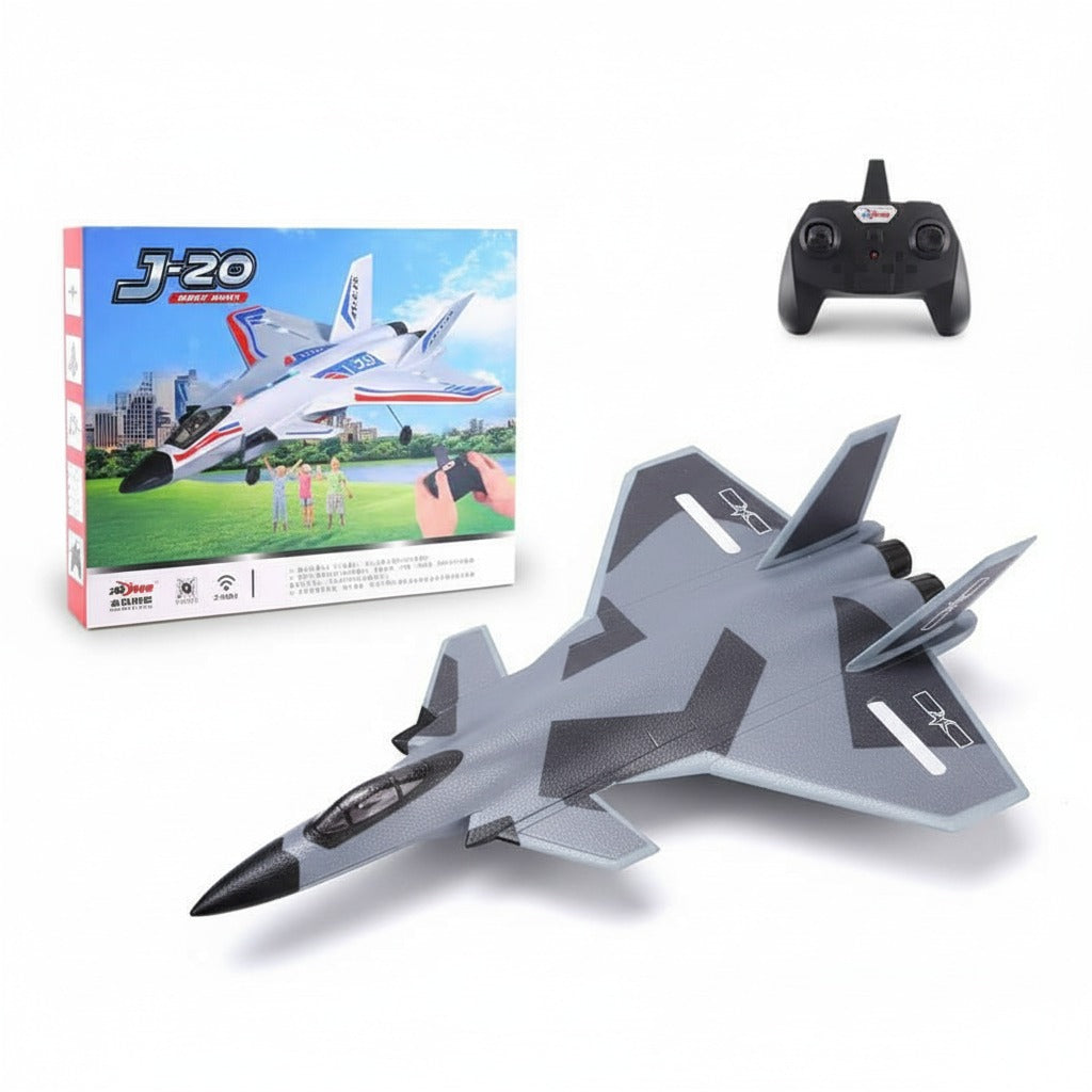 ZY J20 RC Fighter Jet 2.4GHz LED, Auto-Balance, 300m Range, Durable EPP Foam