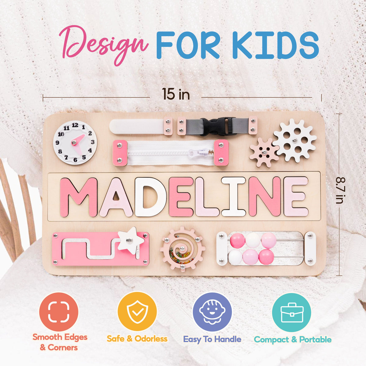 Personalized Busy Board Name Puzzle - Wooden Montessori Toys | Kindlytoys