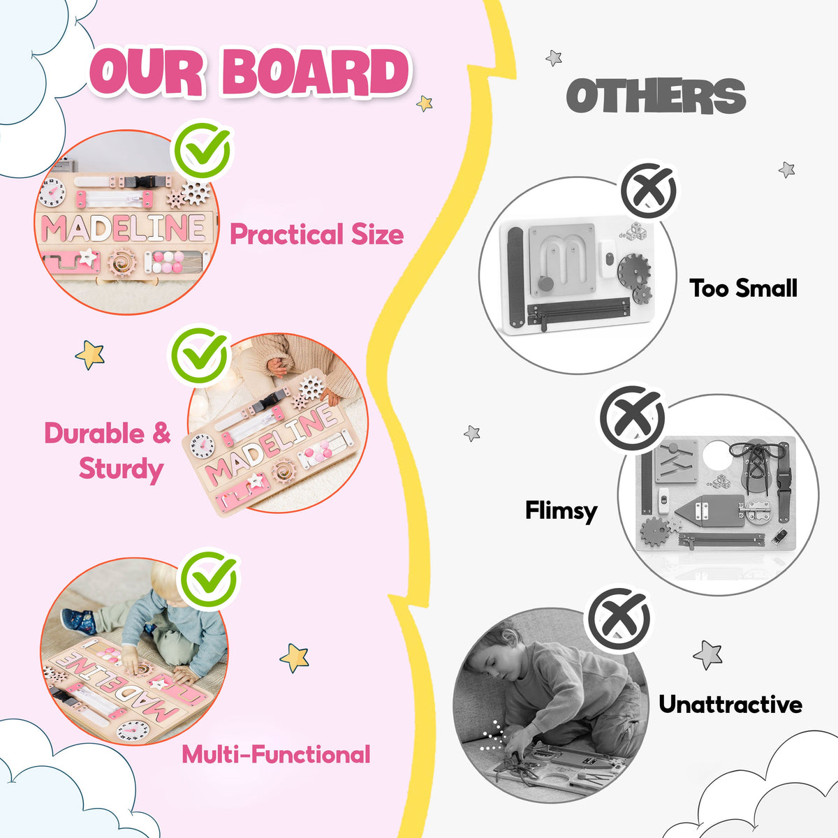 Personalized Busy Board Name Puzzle - Wooden Montessori Toys | Kindlytoys