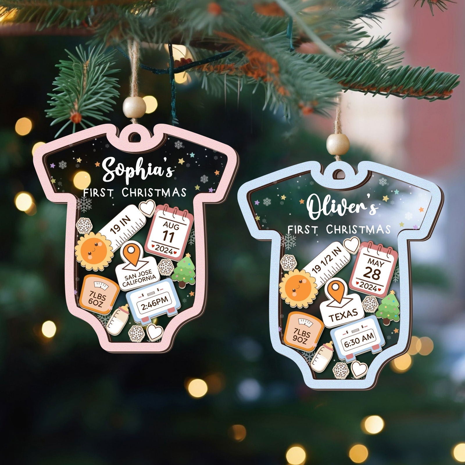 Personalized Baby 1st Christmas Ornament, Baby's First Christmas Ornament 2025 CF143