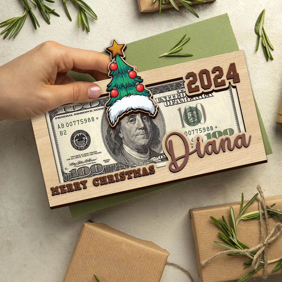 Personalized Christmas Money Holders, Christmas Party Cash Holder Gift, Santa Money Cards MH43