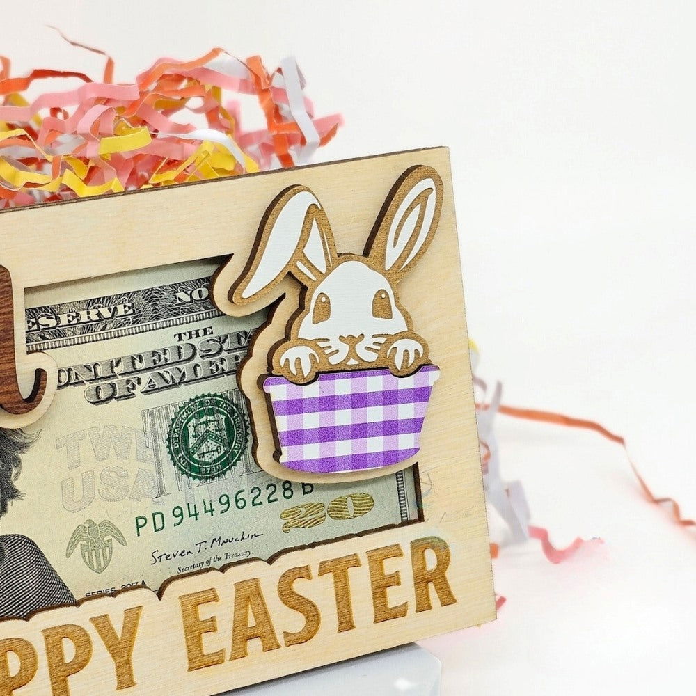 Personalized Easter Bunny Money Holder, Wooden Easter Gifts Idea For Kids MH04