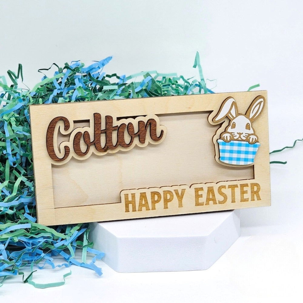 Personalized Easter Bunny Money Holder, Wooden Easter Gifts Idea For Kids MH04