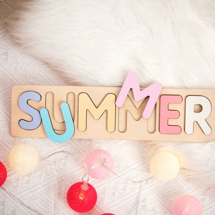 Personalized Name Puzzle With Animals, Wooden Montessori Toys NP32