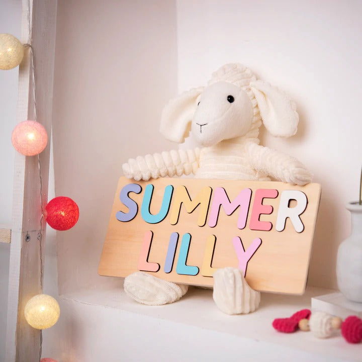 Personalized Name Puzzle With Animals, Wooden Montessori Toys NP32