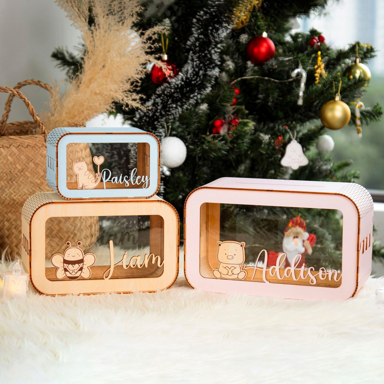 Personalized Piggy Bank For Kids, Wooden Piggy Bank with Name, DIY Piggy Bank, First Birthday Gifts Idea, 1st Christmas Gifts For Kids