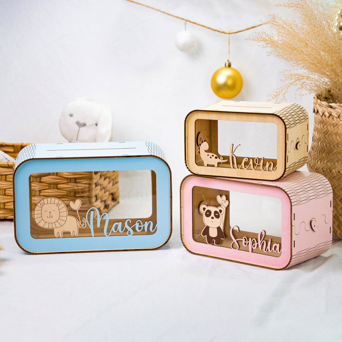 Personalized Piggy Bank For Kids, Wooden Piggy Bank with Name, DIY Piggy Bank, First Birthday Gifts Idea, 1st Christmas Gifts For Kids