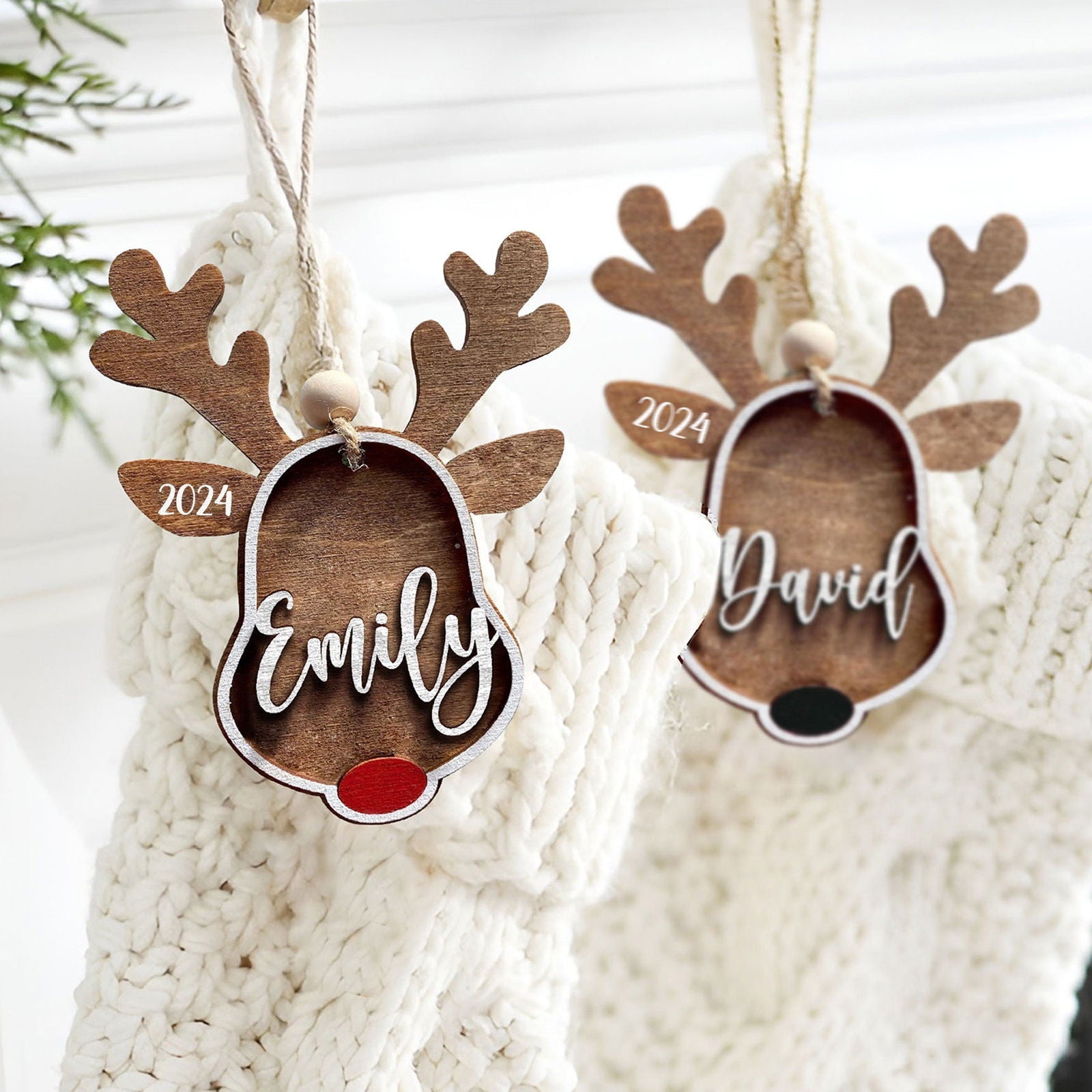 Personalized Stocking Tags Reindeer 2025, christmas ornament, Custom Stocking Tag CF03