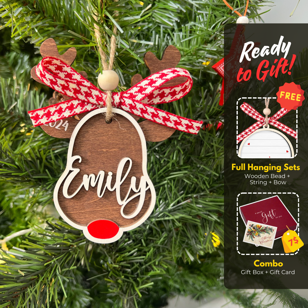 Personalized Stocking Tags Reindeer 2025, christmas ornament, Custom Stocking Tag CF03
