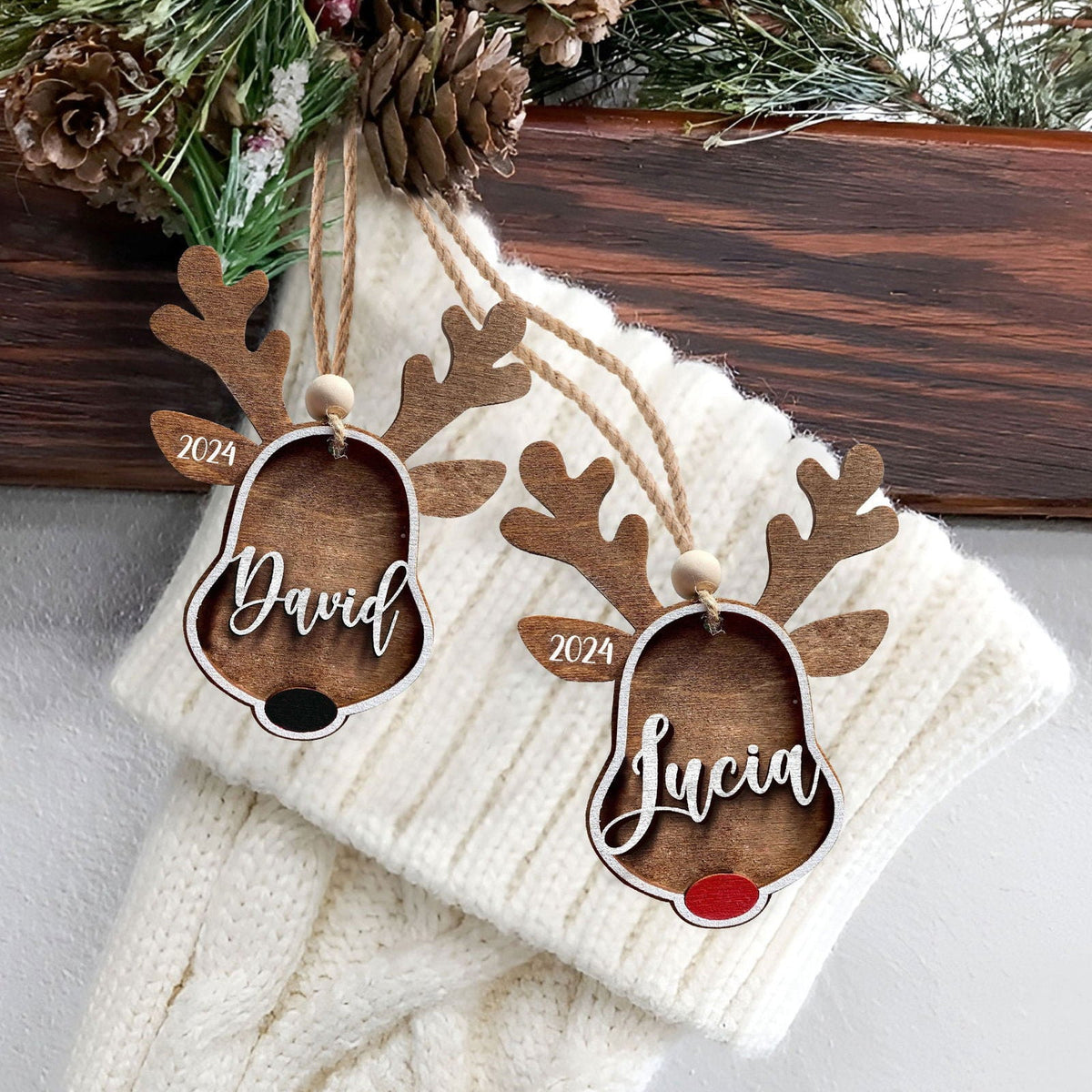 Personalized Stocking Tags Reindeer 2025, christmas ornament, Custom Stocking Tag CF03