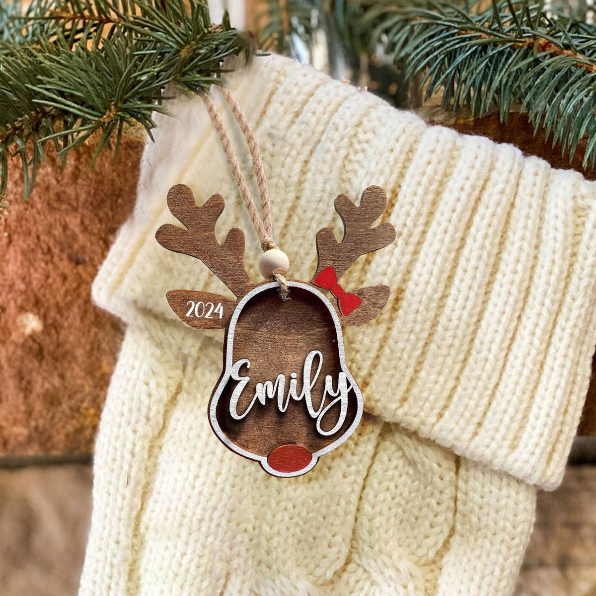 Personalized Stocking Tags Reindeer 2025, christmas ornament, Custom Stocking Tag CF03