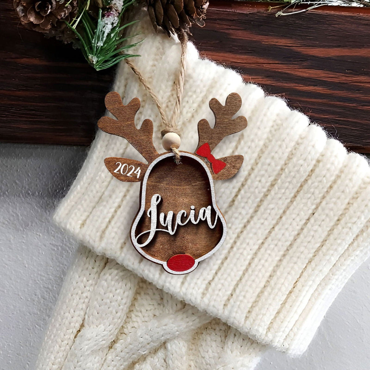 Personalized Stocking Tags Reindeer 2025, christmas ornament, Custom Stocking Tag CF03