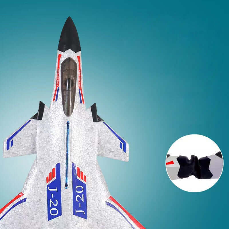 ZY J20 RC Fighter Jet 2.4GHz LED, Auto-Balance, 300m Range, Durable EPP Foam