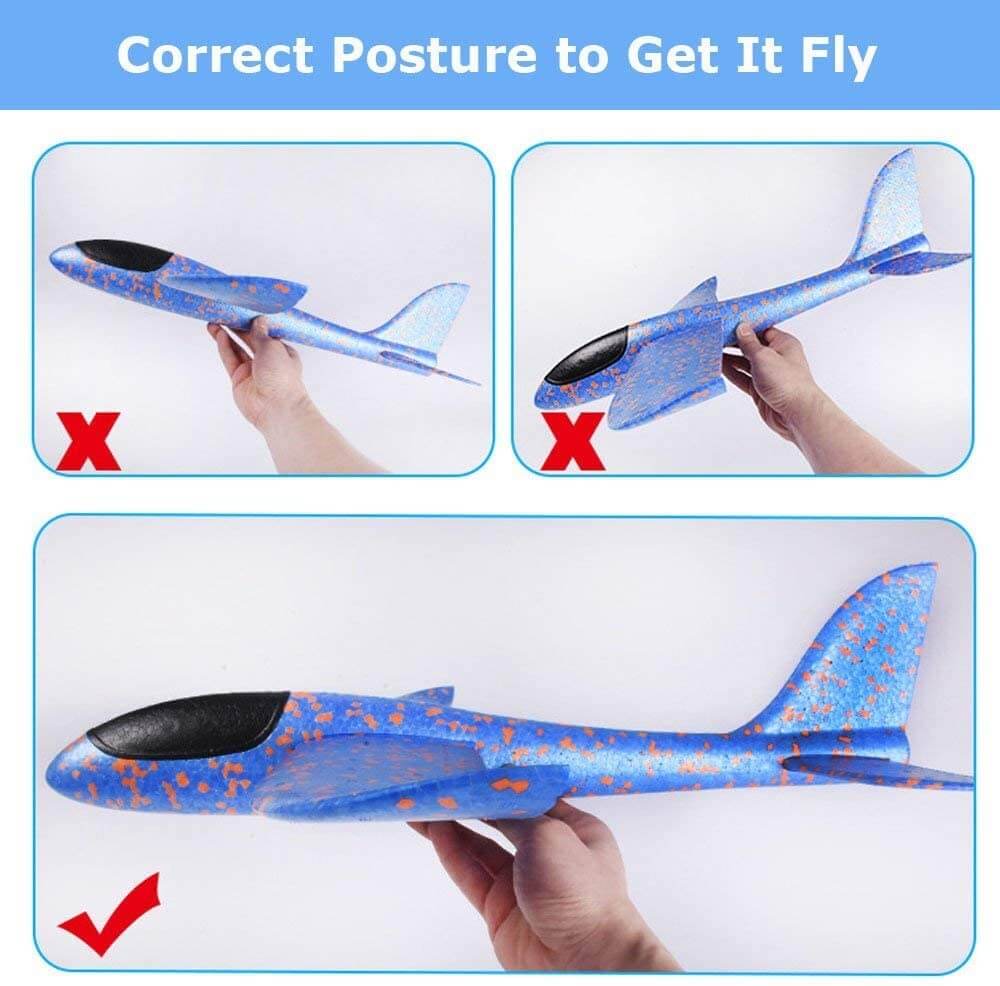 50CM Foam Glider Airplane Toy with LED Lights - Hand Throw Outdoor Fun for Kids