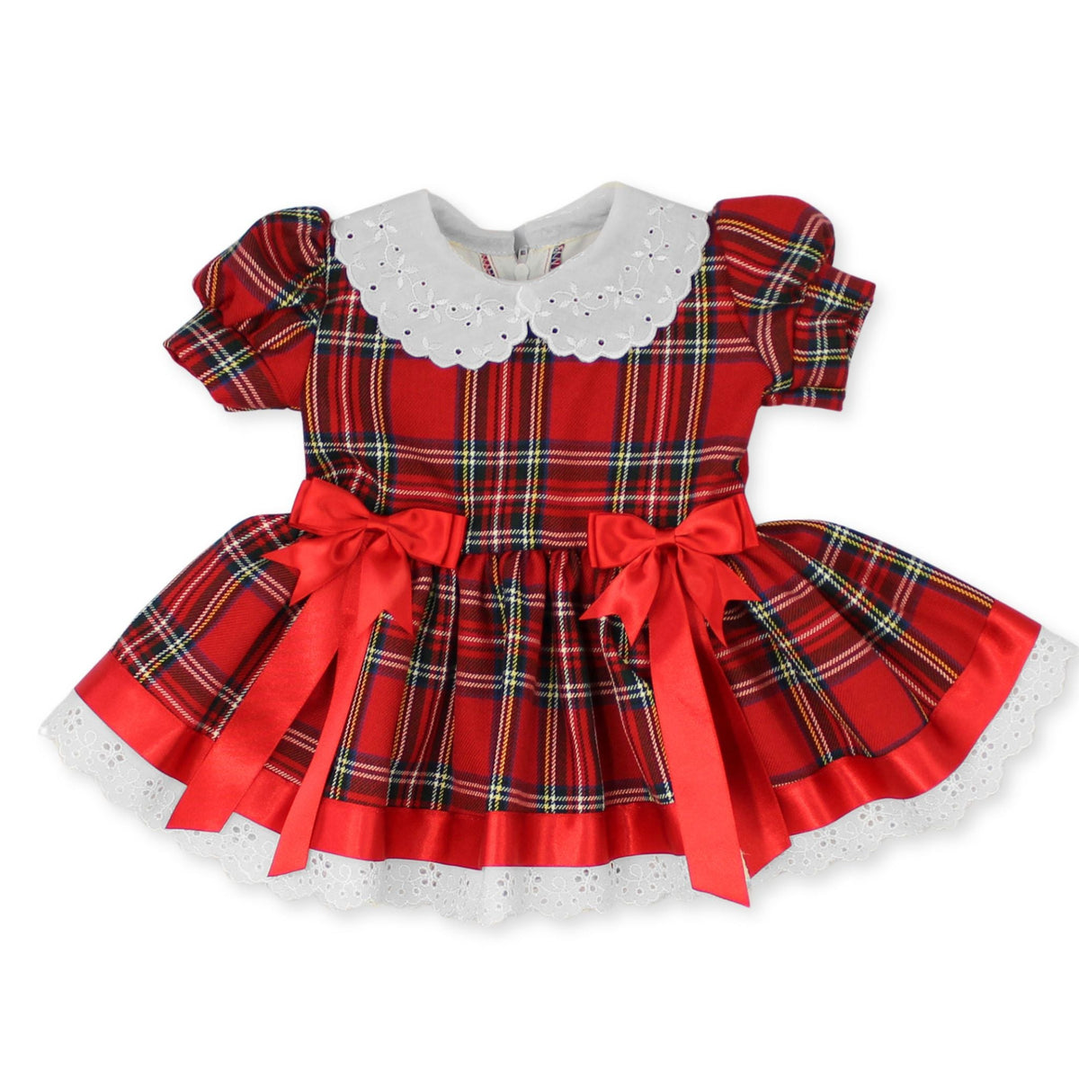 Baby Girls Red Tartan Dress with Red Bows