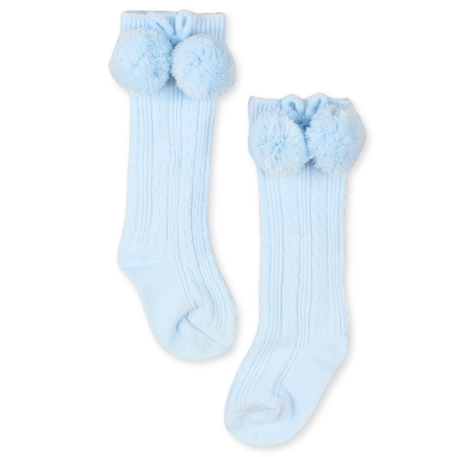 Baby Boys Blue Pom Pom Knee High Socks